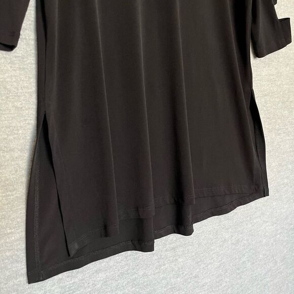 Clara Sun Woo Cut Out Sleeve Tunic Womens Medium Jersey Liquid Knit Side Slits - Picture 2 of 9